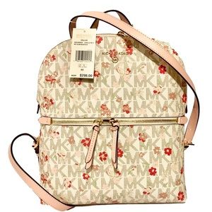 💐MICHAEL KORS 💐 DALLAS FLORAL MEDIUM VANILLA MULTI SIGNATURE FLOWER BACKPACK